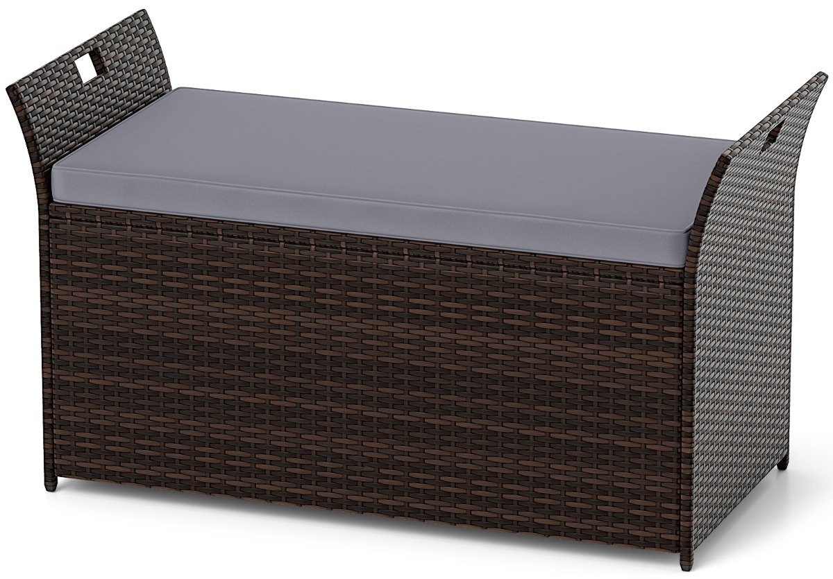 SureDeal® - Kledingkast - Rotan Opbergkist Binnen - Buiten Opbergkist - Kussenhoes Max Slaapplaatsen - 125x56x71 cm - Grijs