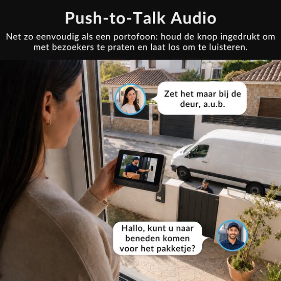 Draadloze Video Deurbel met Camera - 2.4GHz Zonder WiFi & App - IP65 Waterdicht - Nachtzicht & Tweeweg Audio - Automatische Foto & Video - Geen Abonnement — afbeelding 2