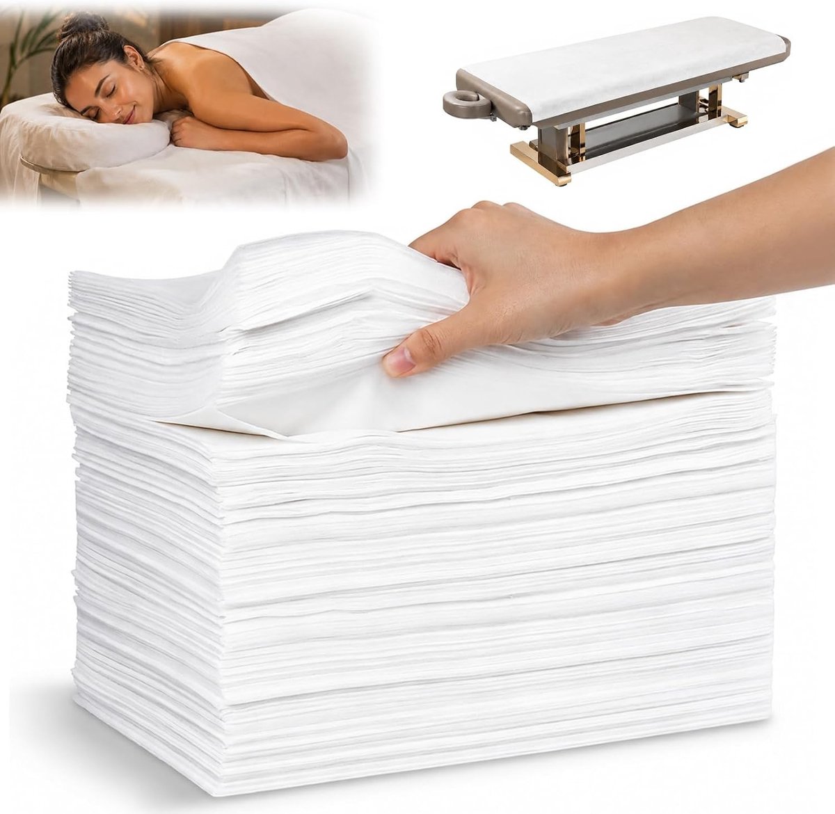 100 stuks wegwerplakens voor massagestoelen, huidvriendelijk, ideaal voor spa en salon, 80 x 180 cm, hygiënisch beddengoed voor professionele behandelingen