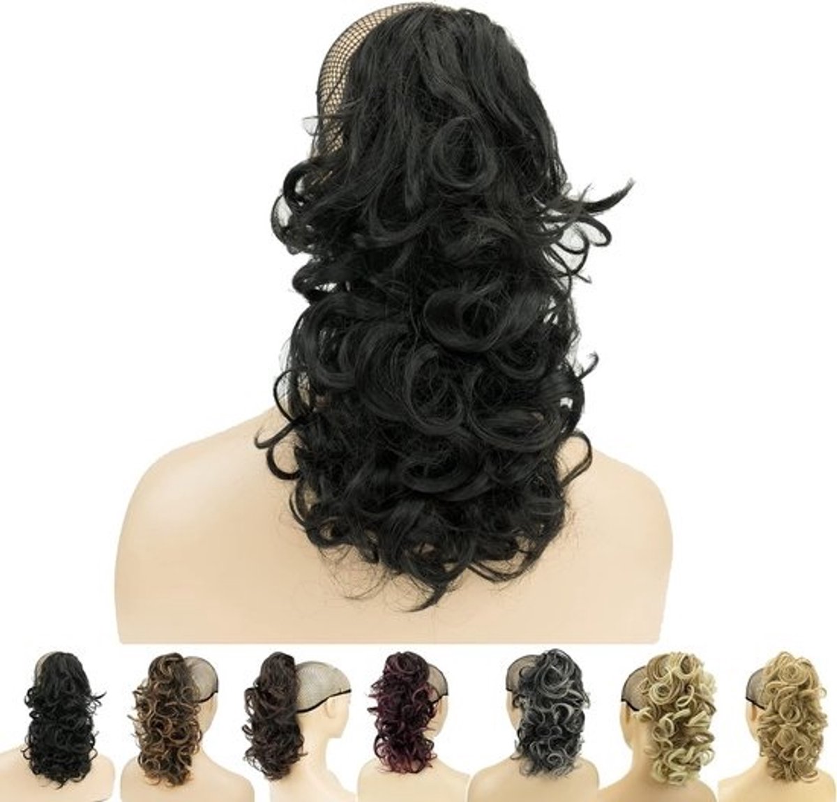 Krullend Haarstuk - Klauw Clip - Snel Volume - Natuurlijke Look - 30 cm Krul - Zwart