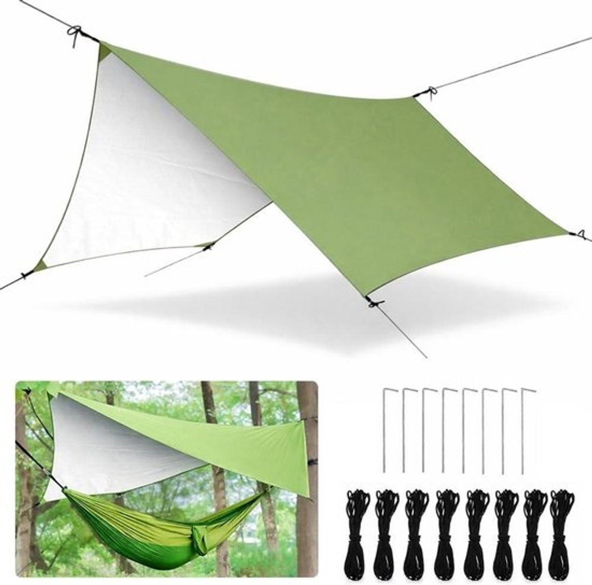 Camping Tentzeil - Regenbescherming Zonwering - Outdoor Activiteiten - Multifunctioneel Eenvoudig - Niet gespecificeerd - Groen