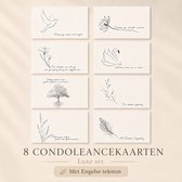 8 Condoleance kaarten - Set van 8 Engelstalige Condoleancekaarten met Enveloppen – Luxe Rouwkaarten A6 – Sympathy Cards