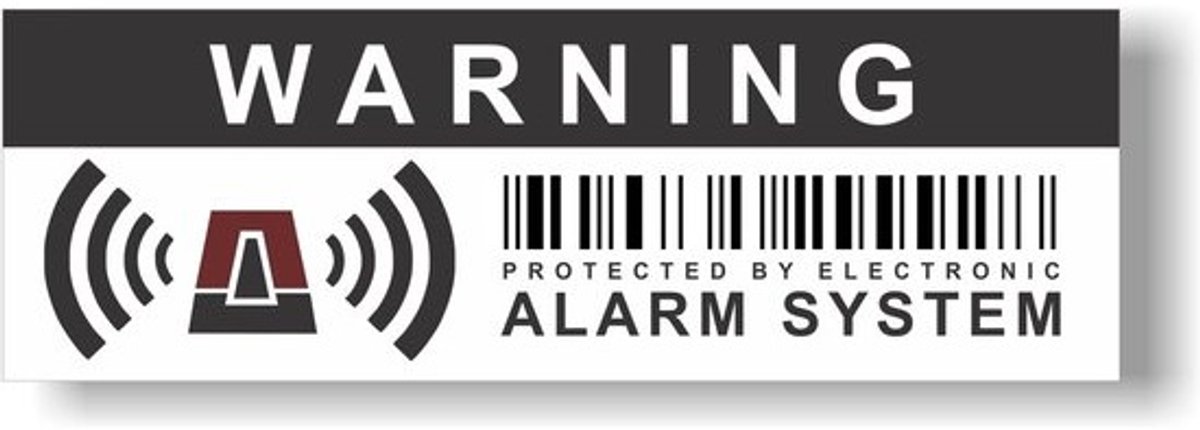 Inbraak Afschrikking Stickers - Waarschuwingsstickers Beveiliging - Huis Beveiligen - Werkt Zonder Alarm - 10.5 x 3.5 cm - Zwart Wit