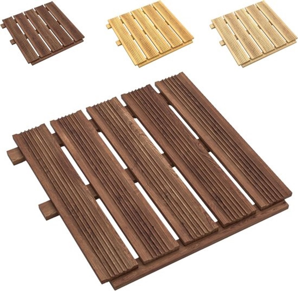 Houten Terrastegels - Balkon Vloer - Buiten Leven - Geïmpregneerd Larikshout - 50x50 cm - Bruin