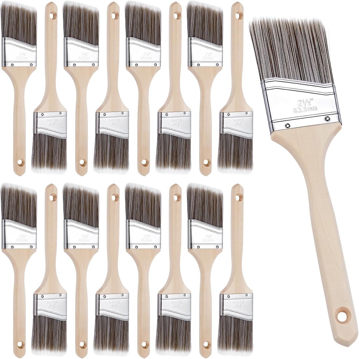 Verpakkingen afgeschuinde nylon borstels 6,3 cm voor verven van muren, meubels en deuren binnen en buiten