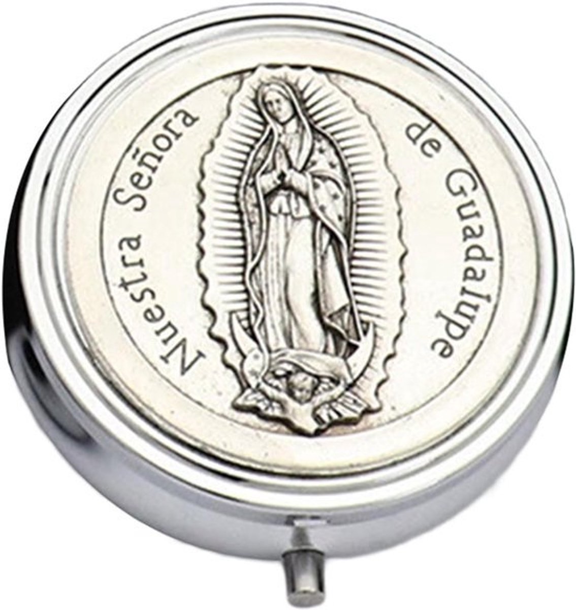 Metalen Aandenken Doos - Sieraden Kistje - Decoratieve Opslag - Glas Ingelegd Ontwerp - 6.1 cm Diameter - Goud