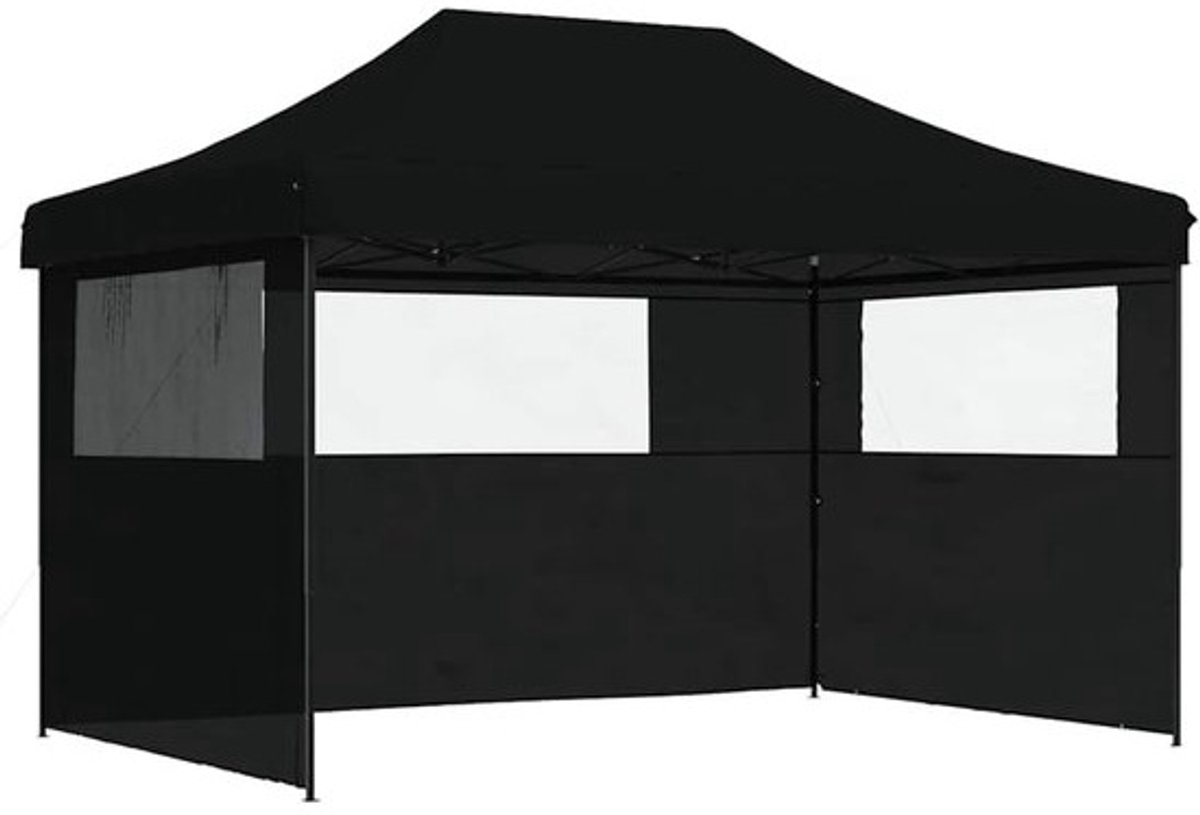 Inklapbare Partytent - Feesttent Prieeltje - Buiten Evenementen - Pop-up Met Wanden - 410x279x315 cm - Zwart