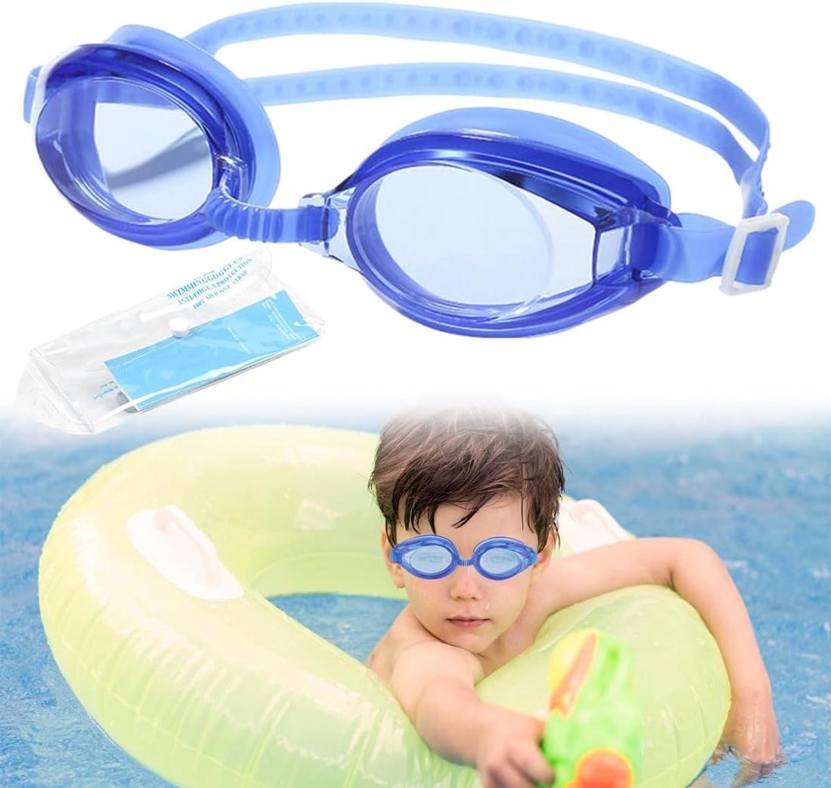 Zwembril voor kinderen met anti-fog lenzen, zachte siliconen en oordopjes - ideaal voor jongens en meisjes
