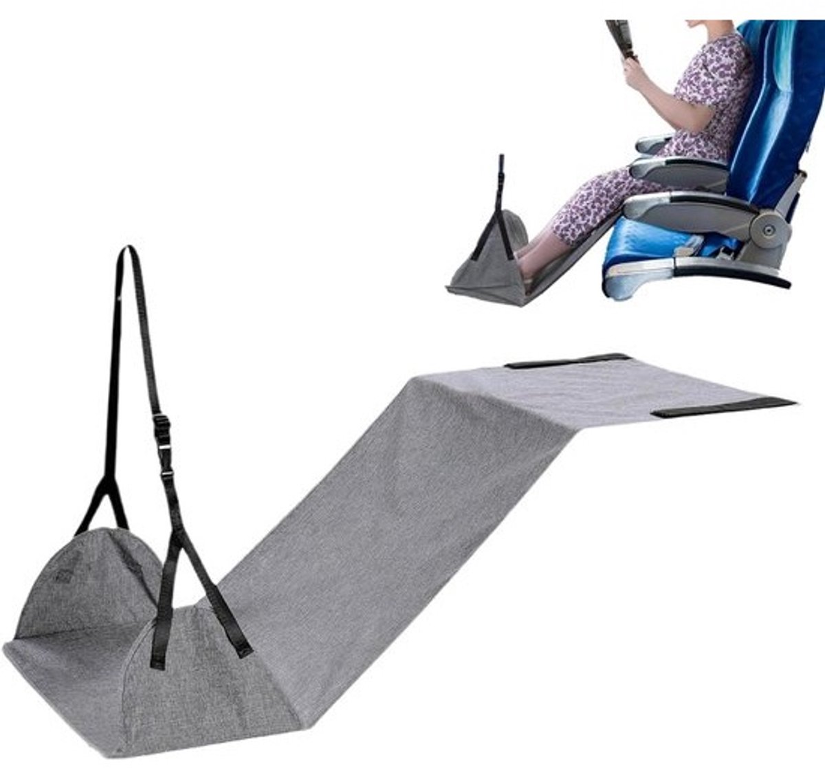 Voethangmat - Vliegtuigvoetsteun Beensteun - Reiscomfort Vergroten - Verstelbare Beenondersteuning - 100x45cm - Zwart