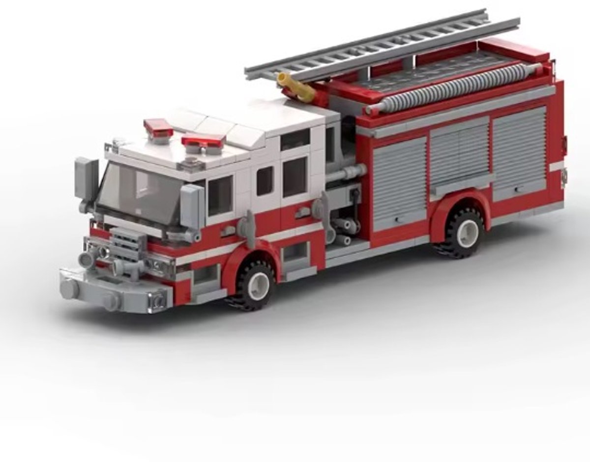 bricksNblocks® bouwblokjes Amerikaanse brandweerwagen, ca. 422 blokjes, compatible met standaard bouwblokjes