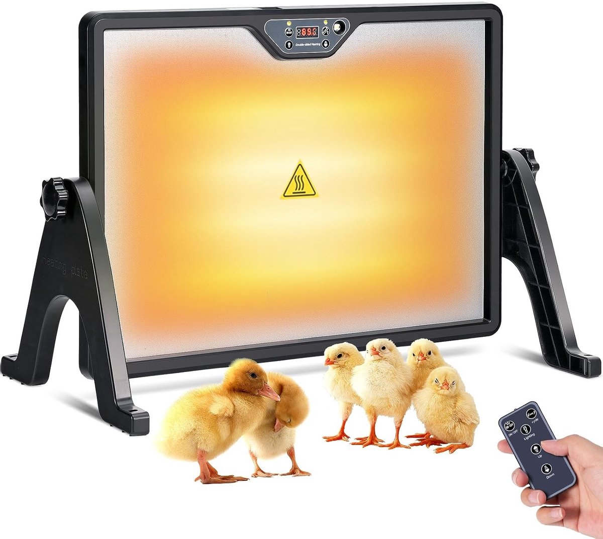 Verwarmingsplaat voor Kippen, 40 x 30 cm, 30-75 °C, Kippenverwarmer met Afstandsbediening, Dubbelzijdig en Krasbestendig voor Kippenbox