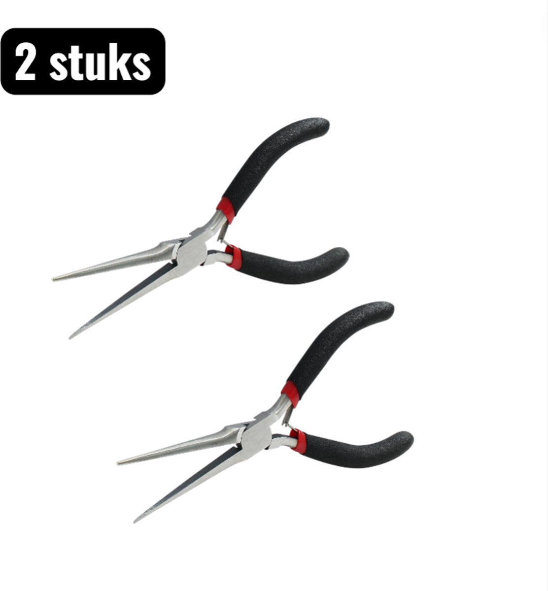 2 stuks - Tangensets -Mini Tang - Fijn Gereedschap voor Sieraden Maken en Modelbouw, met Getande en Gladde Bek (Juwelen Tang) - Extra lange punttang
