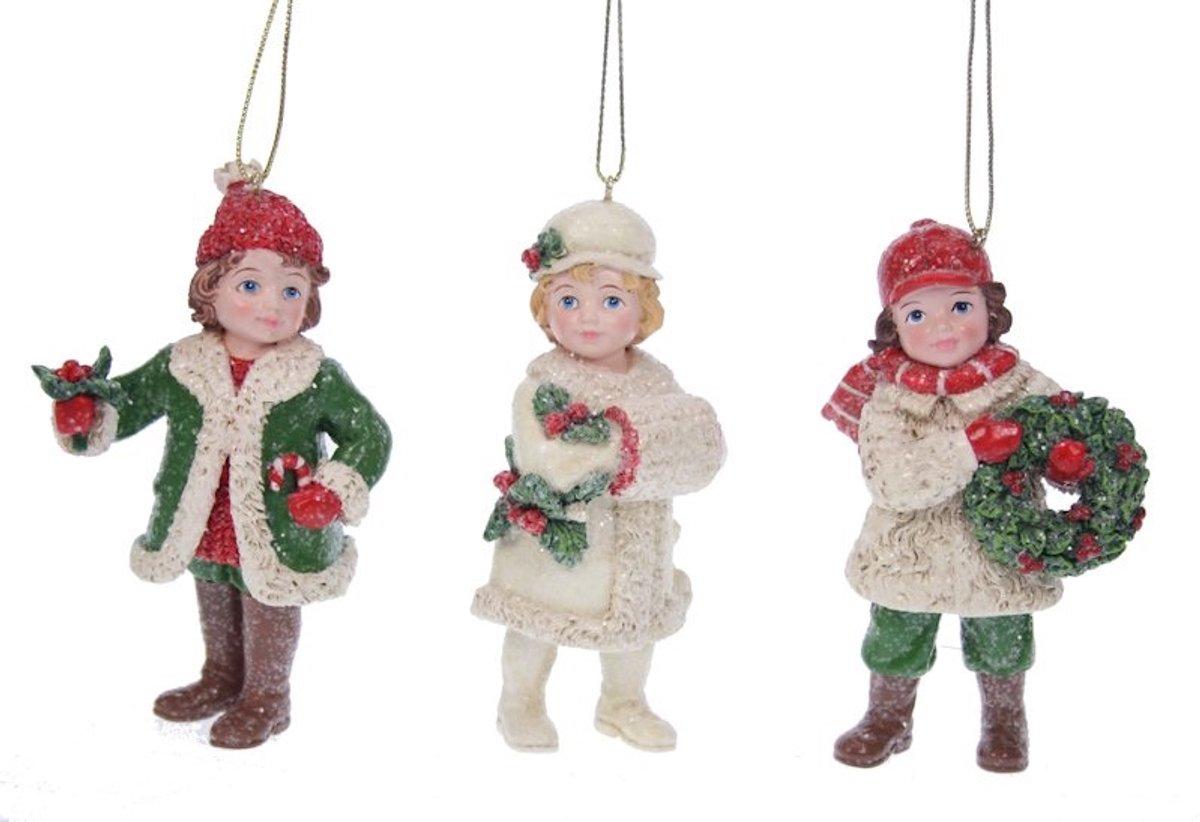 Ornament Kerst meisjes 3ass. 5,5x4,5x11cm