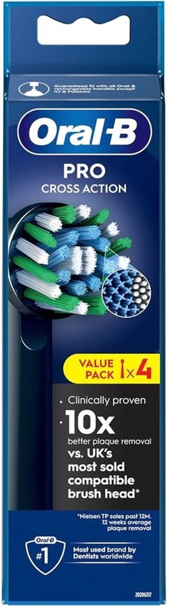 Vervangende Opzetborstels Kruisactie Zwart, Set van 4 Stuks voor Elektrische Tandenborstels