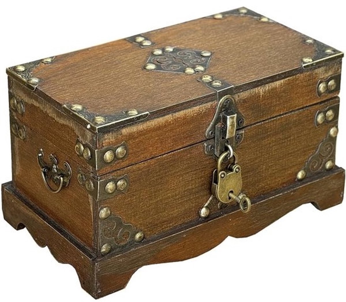 Houten Schatkist met Slot - Decoratieve Opbergdoos voor Sieraden en Aandenkens