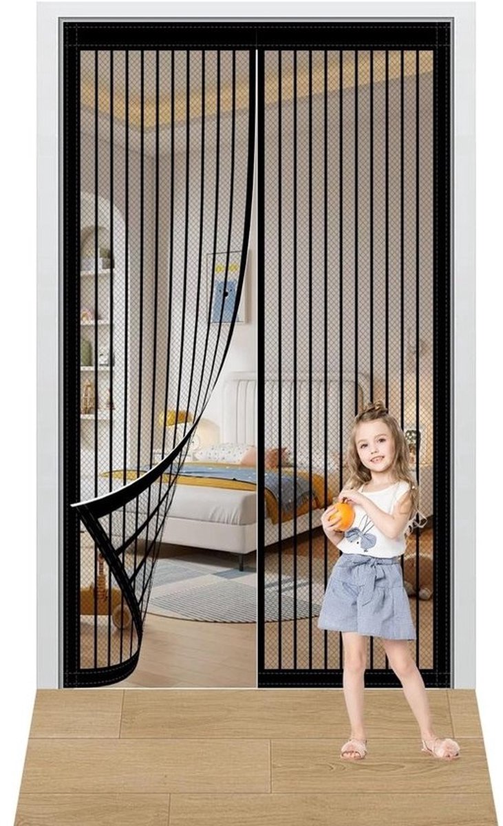 Magnetische Klamboe Deur - Vliegengordijn Hor - Insecten Buiten Houden - Automatische Magneet Sluiting - 90 x 180 cm - Zwart