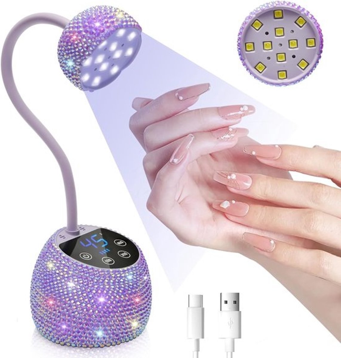 Draagbare Mini UV Nagellamp met Smart Sensor en LCD Display - 36W Nagel Droger voor Thuis en Salon