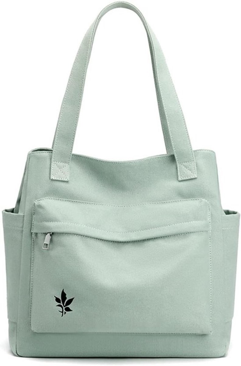 Canvas Schoudertas - Tote Bag Dames - Dagelijks Gebruik - Grote Capaciteit - 34 x 13 x 34 cm - Grijs