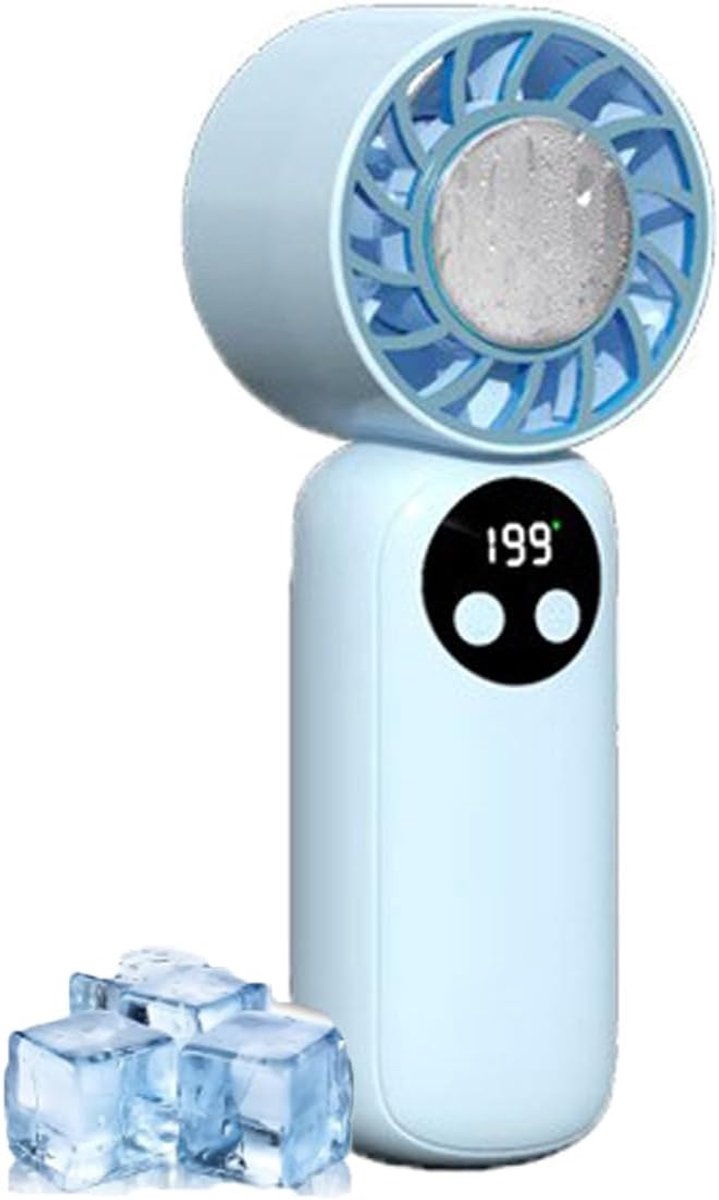 Ventilator - Handventilator - Draagbare turboventilator met verkoelend effect - 199 windniveaus - Oplaadbare Koelventilator voor Gezicht en Kantoor - Draagbare mini-reisventilator - Persoonlijke draagbare ventilator - Hemelsblauw - Koelventilator