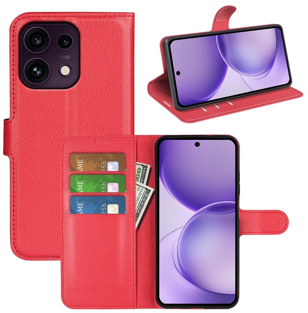 MobyDefend Hoesje - Geschikt voor Oppo Reno16 F/FS - Kunstleren Wallet Book Case (Sluiting Voorkant) - Rood