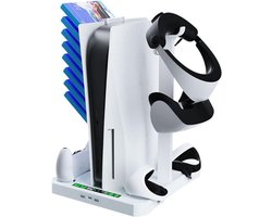3-in-1 Koelstation voor PS5 en VR2 met Oplaadbare Controllers en Hoofdtelefoonhouder