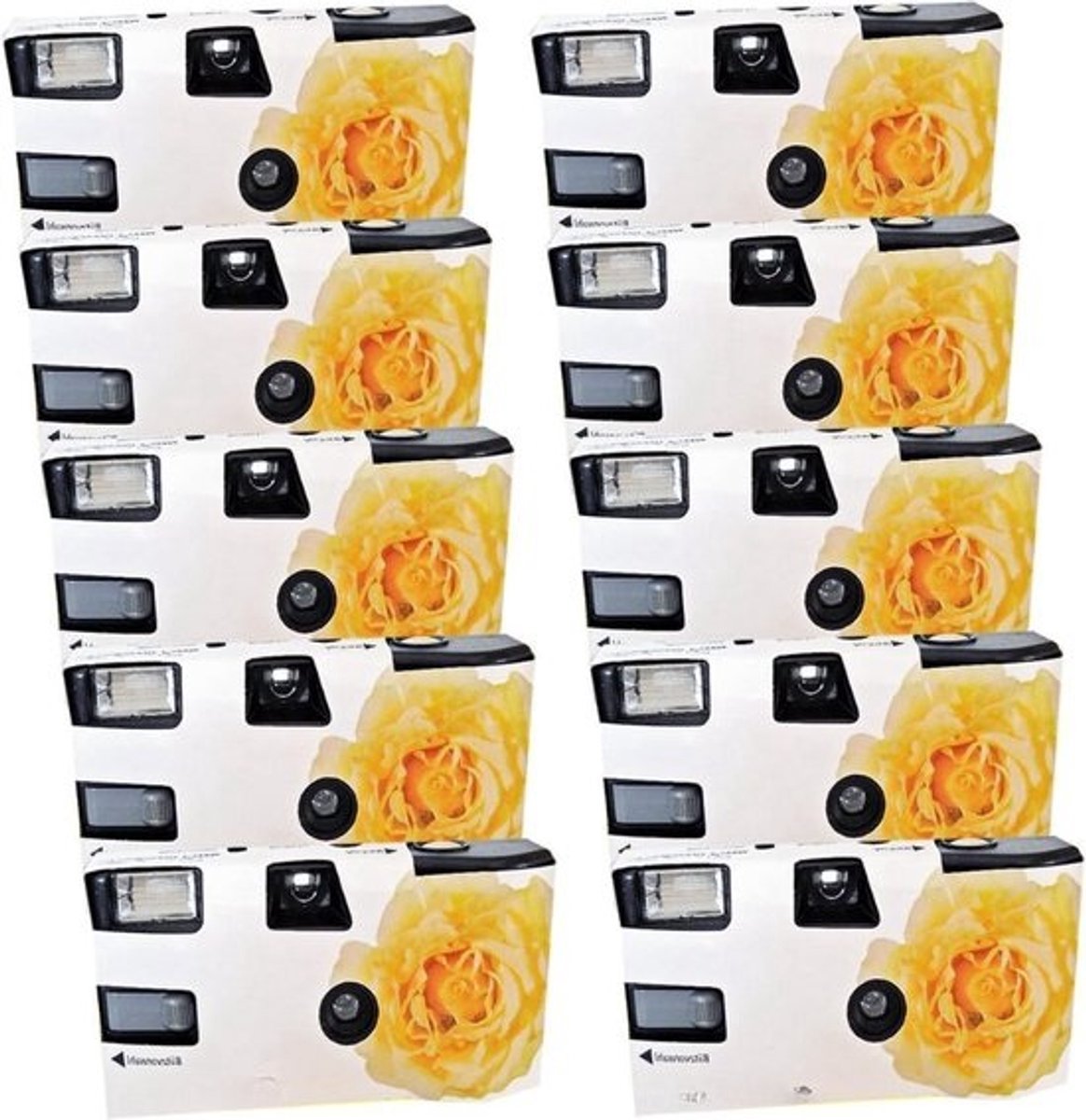 Wegwerpcamera - 10-Pack - Indoor & Outdoor - 270 Foto's - Wit - Gele Roos