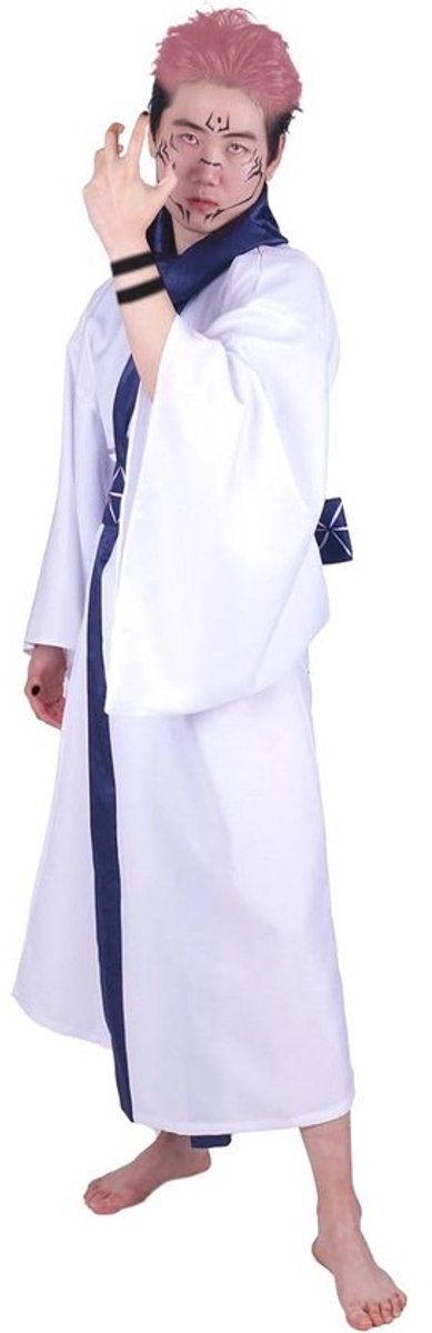 Kimono Cosplay Kostuum voor Jujutsu Kaisen Fans | Inclusief Gezichtstattoo | Maten S - XL