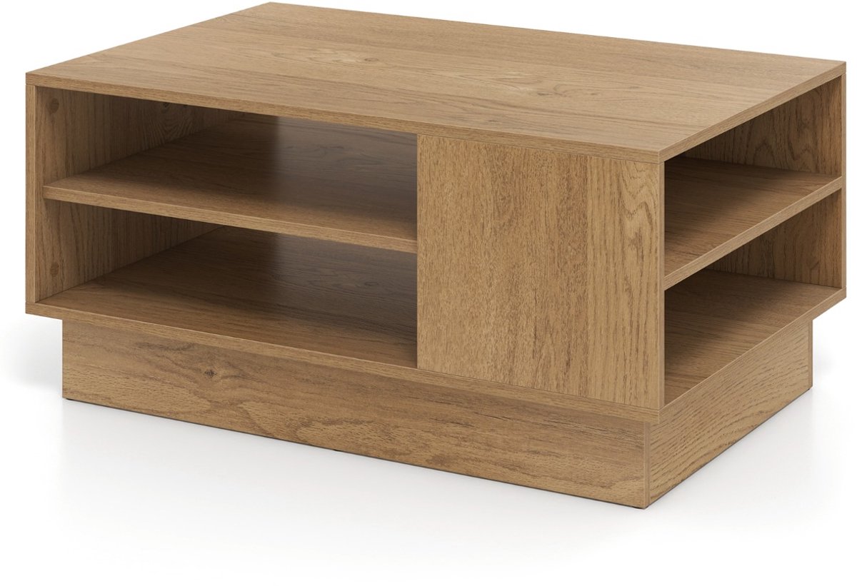 SureDeal® - Salontafel - Multifunctionele Moderne Stijl - Open Opbergplanken Accenttafel - Ontvangstruimte Woonkamer - 86x56x41 cm - Naturel