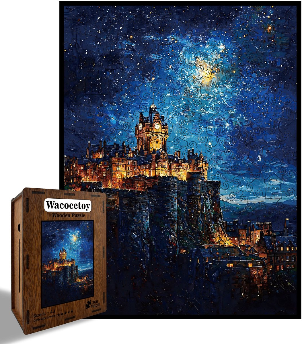 Casalora Houten kasteel Puzzel - 266 stukjes - Onregelmatige Legpuzzel voor kinderen en volwassenen