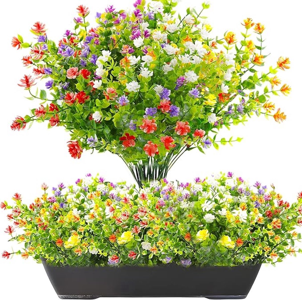 Kunstplanten Kunstbloemen - UV-bestendige Kunstbloemen voor Buiten Bakken | Kunstplanten en Buitenplanten voor Balkonbak, Tuin, Decoratie Binnen en Outdoor (6 stuks)