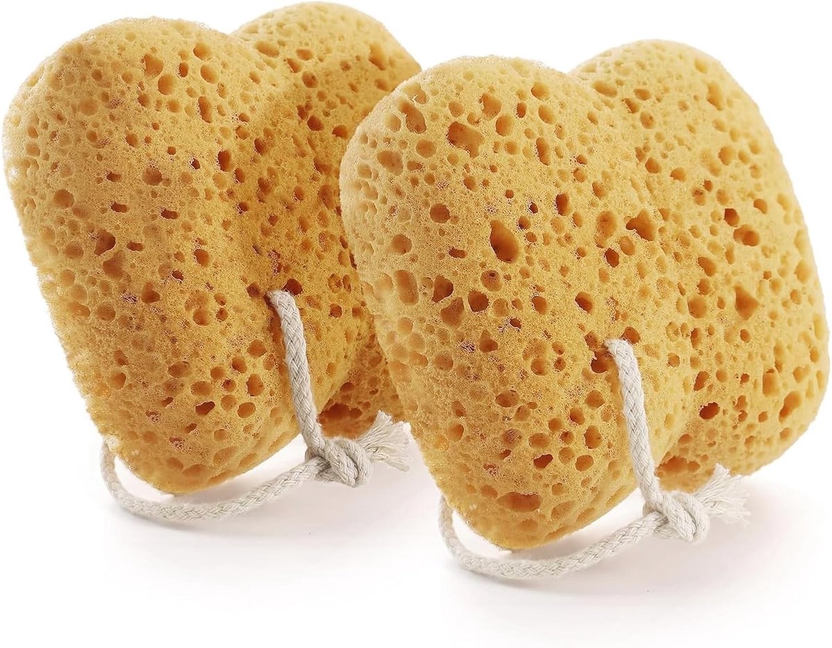 Set van 2 Bad Sponsen, Dichte Schuim Spons voor Lichaamsreiniging, Ideaal voor Gevoelige en Droge Huid, Perfect voor Peeling en Verzorging