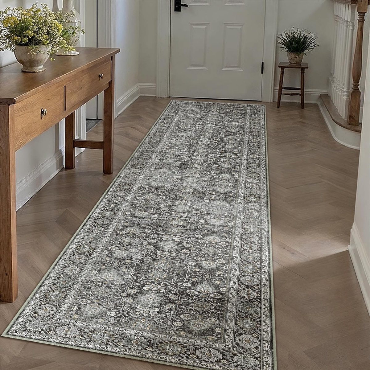 Vintage Hardloop Tapijt voor de Gang in Zwart - 60x240 cm - Duurzaam en Stijlvol Interieurdecoratie