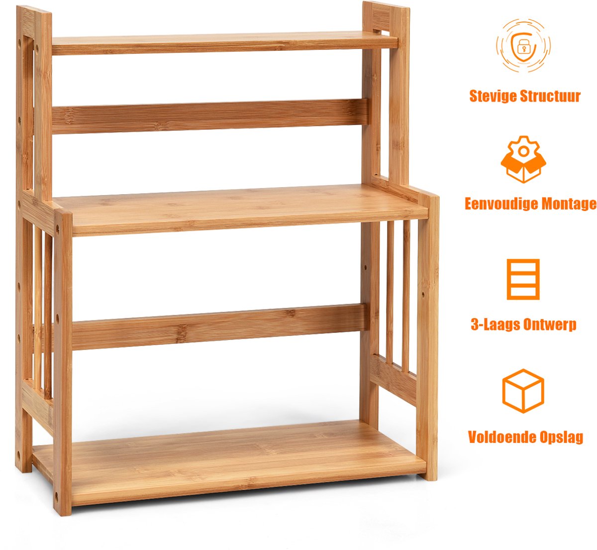 SureDeal® - Keukenorganizer - Laags Bamboe Kruidenrek - Keuken Badkamer Slaapkamer - 39x17,5 cm - Zoals de foto laat zien