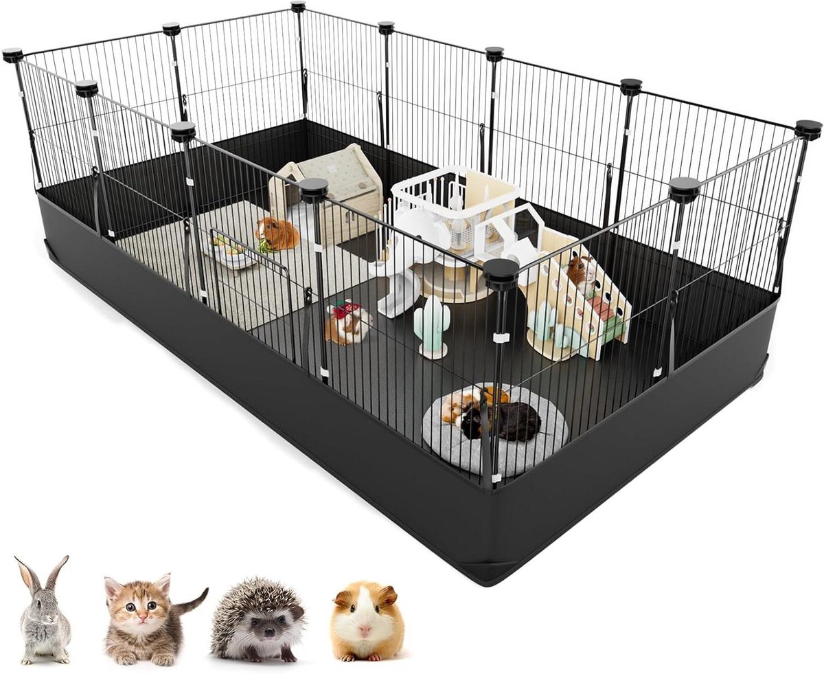 Dierenren Buiten - Verblijf Kleine Dieren - Veilig Spelen - Waterdichte Bodem - 122 x 61 x 61 cm - Zwart
