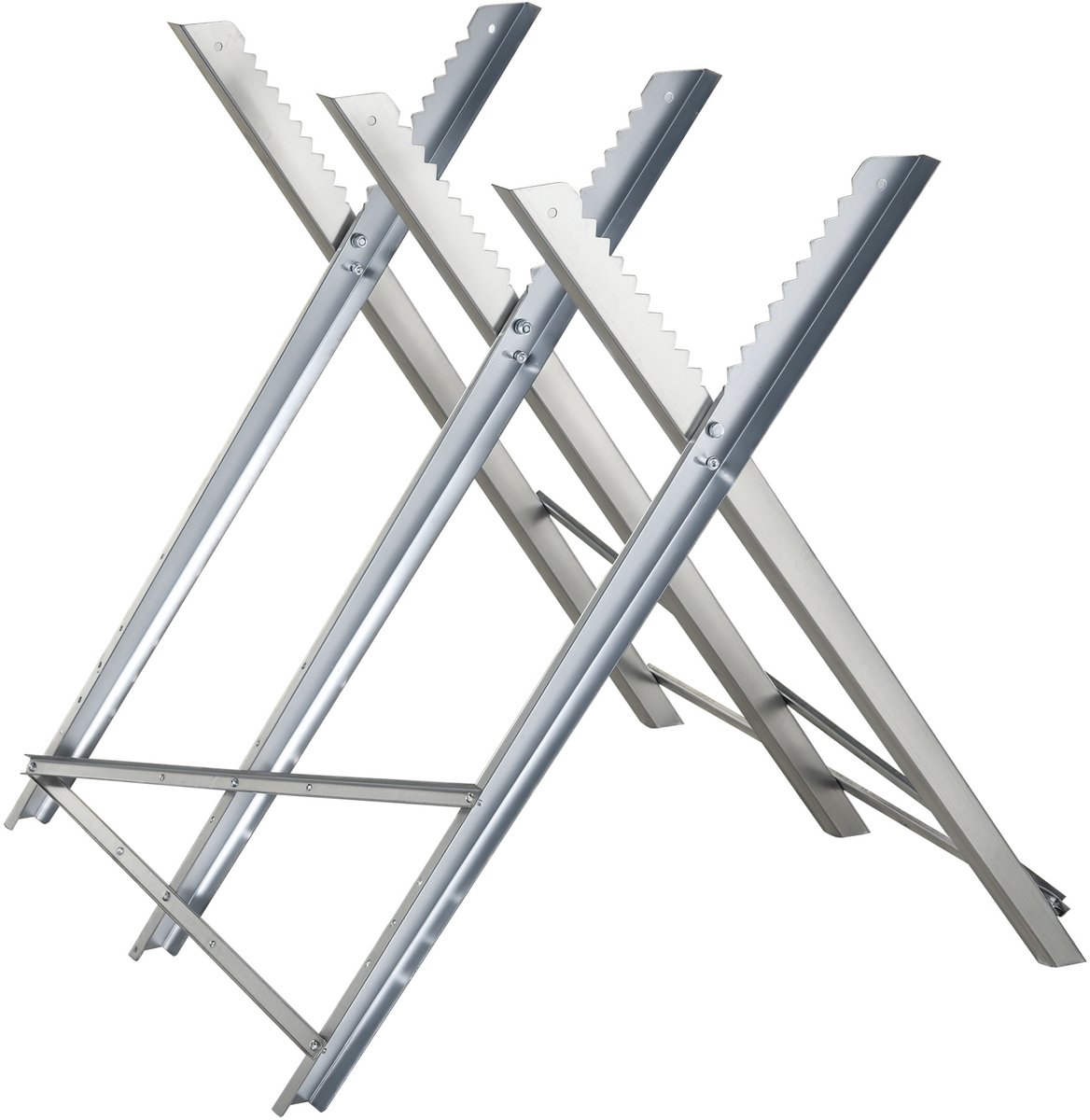 Kettingzaagstandaard - opvouwbare zaagstandaard voor brandhout - zilverkleurig metaal - 83 x 83 x 79 cm