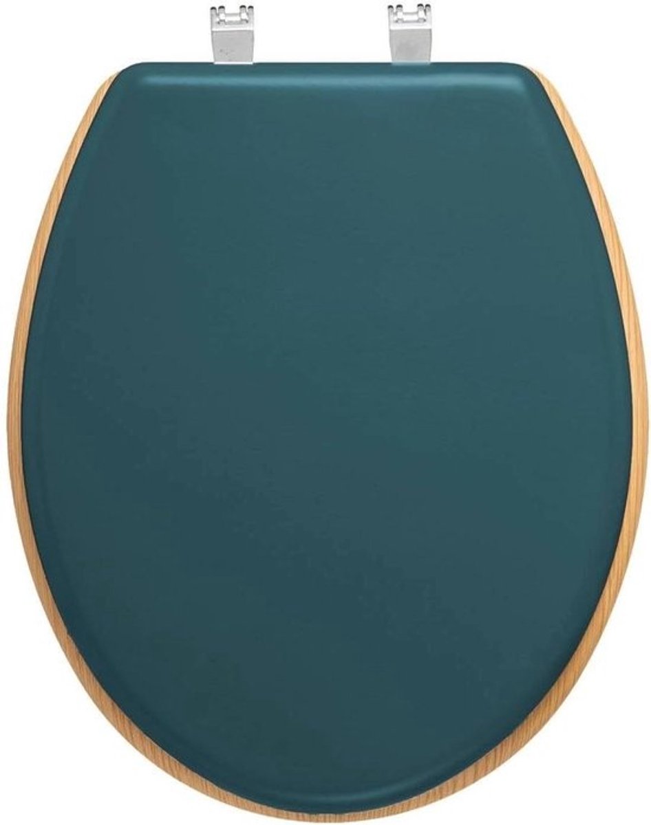 WC-bril Hout - Toiletbril Deksel - Badkamer Opfrissen - Geluidsarme Sluiting - 465 cm - Petrol