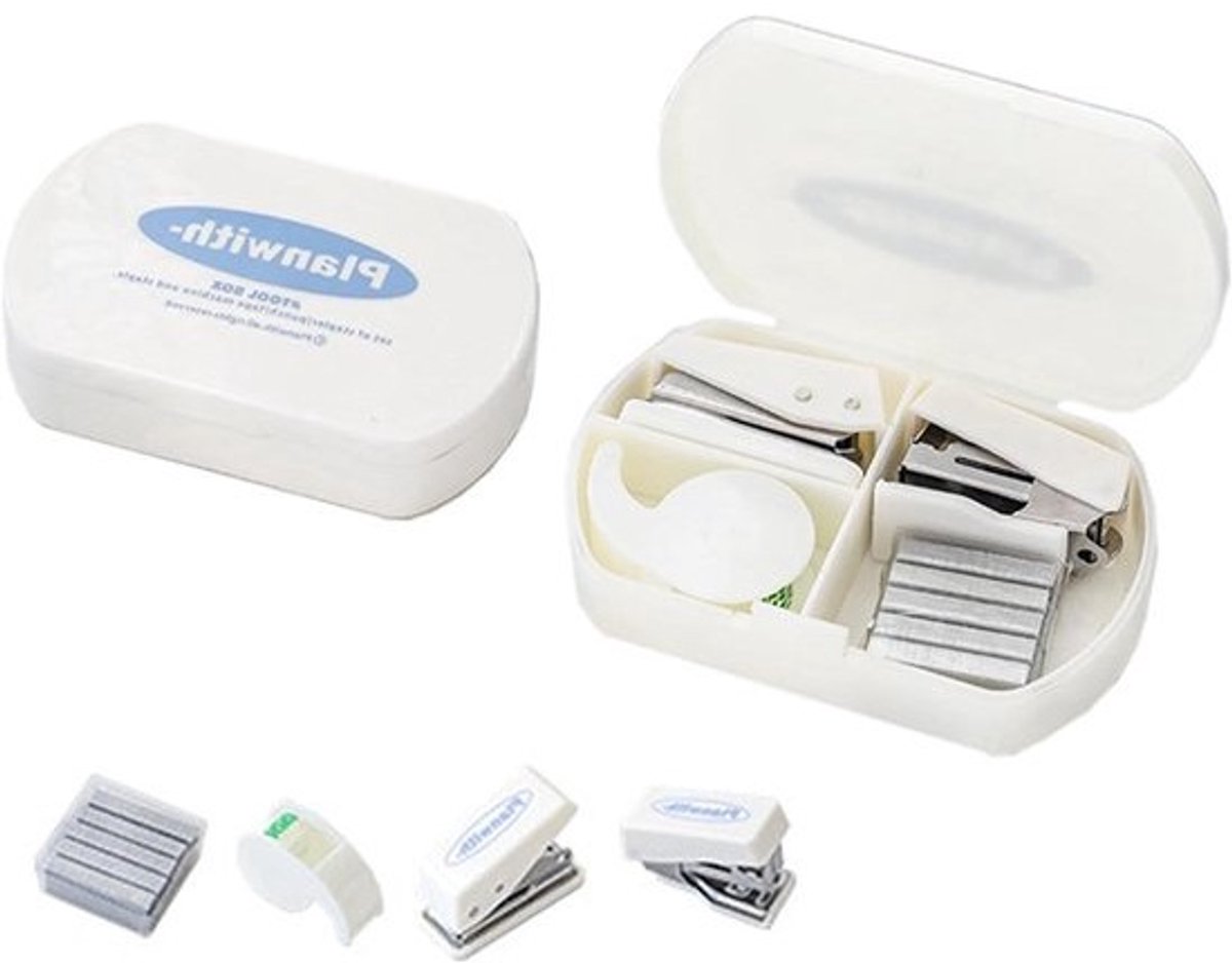 Mini Nietmachine Set - Kantoor Set Nietapparaat - Papier Verwerken - 3-in-1 Multifunctioneel - 12 Vellen - Wit