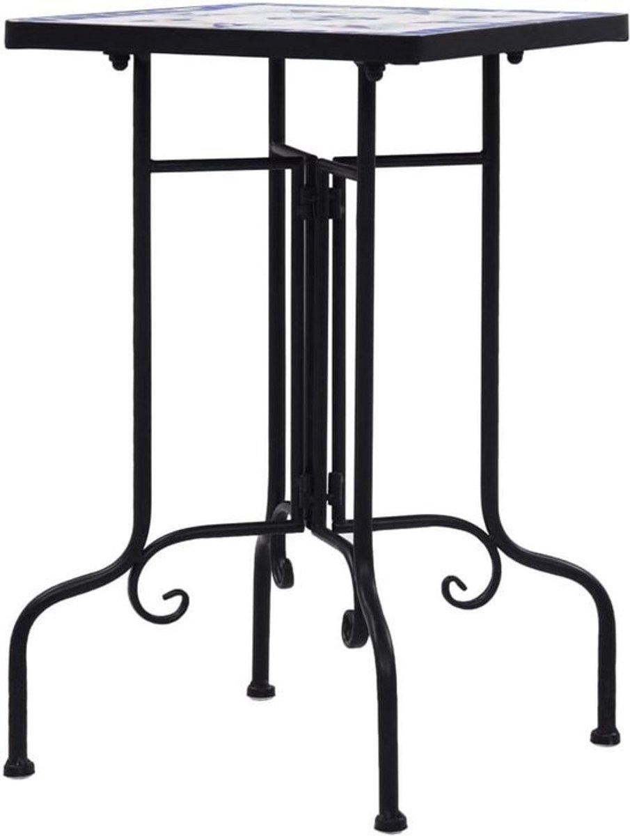 Ronde Mozaïek Bistrotafel – Keramiek Bijzettafel voor Balkon of Tuin (35x56cm)