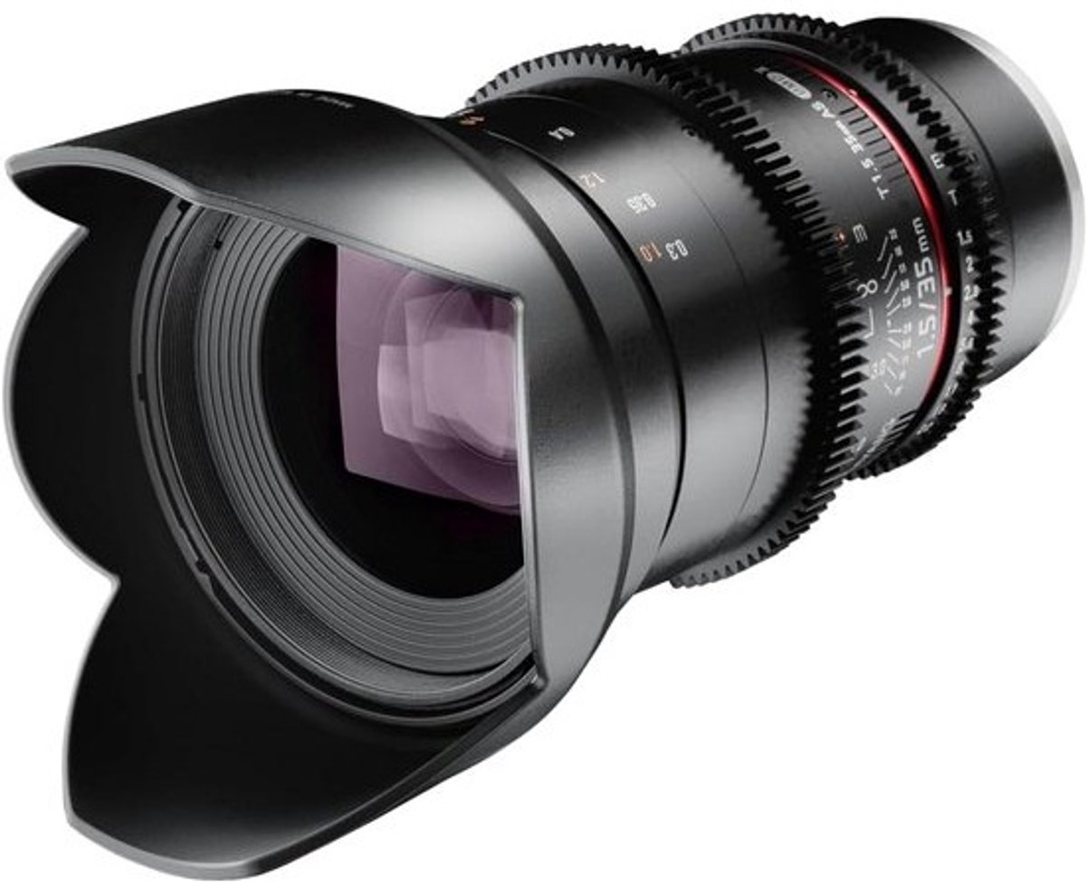 35mm f/1.5 Video Cine Lens met 0.8 Tandwiel voor DSLR en MFT Camera's