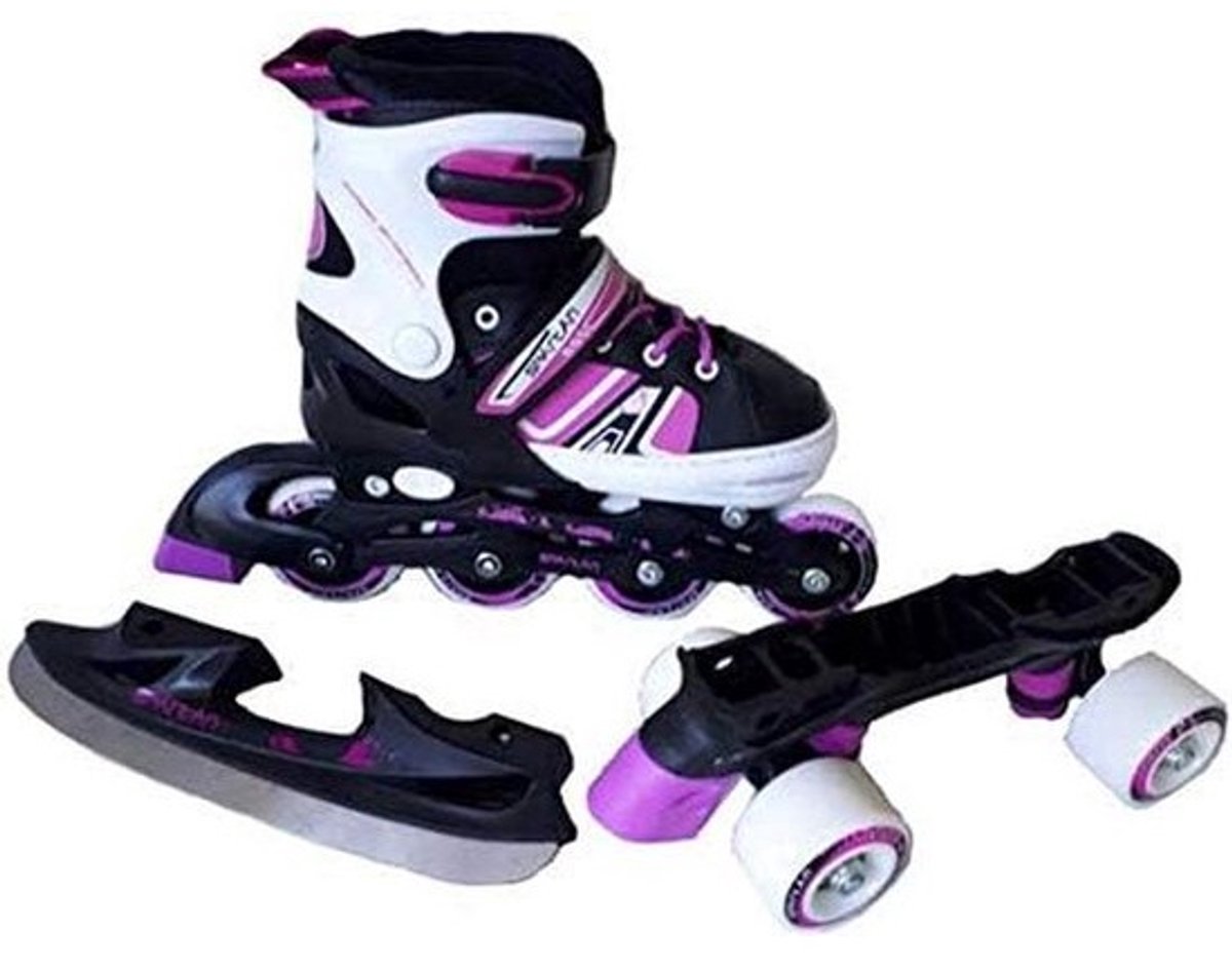 Verstelbare Inline Skates 3-in-1 IJshockeyschaatsen Schoenen Maat 30-33