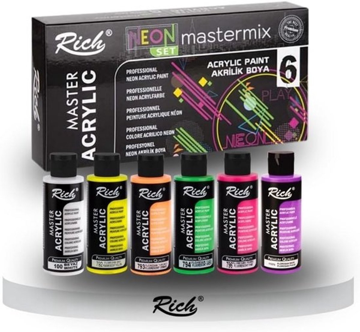 Mastermix Acrylverf Neon Set - 6 x 60 ml