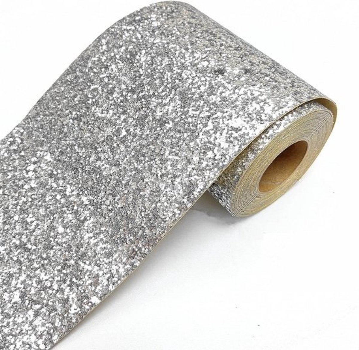 Zilver Glitter Behangrand Zelfklevend - Brede Glitters Muurstrip (13 cm x 5m)