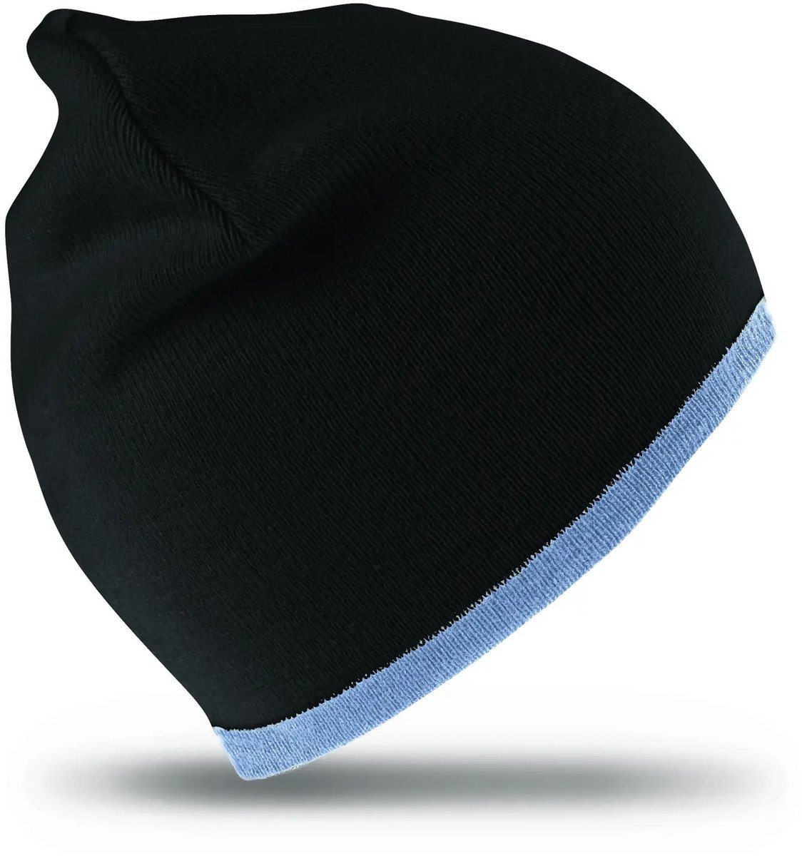 Result Soft Feel Cuffless Reversible Beanie RC46 - BLACK/SKY - One size