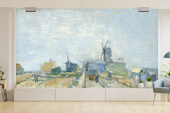 Papier peint - Papier peint photo Montmartre : moulins à vent et potagers - Vincent van Gogh - Largeur 465 cm x hauteur 260 cm