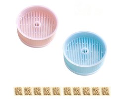 Kweekbak voor Kattengras - 2 stuks - Kattengras kweekset - Bevat 10 zakjes zaden - Hydroponische kattengraspot - Kattengras - Pot voor het planten van kattengras - Germinatiekommen - Kattenbak - Grasbak - 12*12*5cm