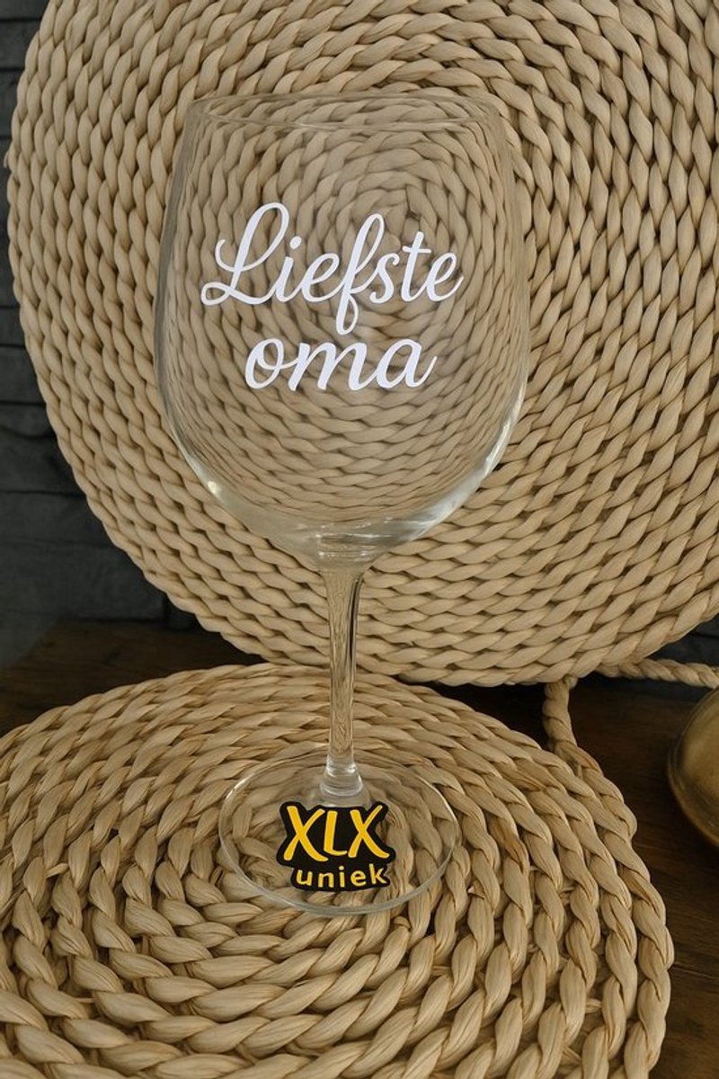 Wijnglas met tekst Liefste Oma, Bedrukt wijnglas, Wijnglas met tekst, Rode wijn glas, Cadeau, XLX®