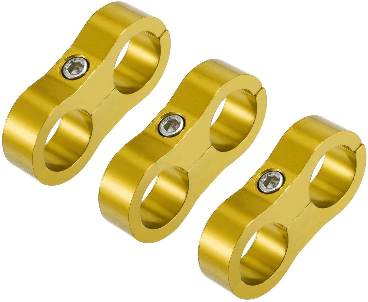 Dailygoods- Slangklem 3 Stuks - AN10 19mm - Aluminiumlegering - Goudkleurig - Stevig - Eenvoudige installatie - Slangklemmen