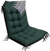 Tuinstoelkussens Hoge Rug Set: 4x 50x120 cm - Kussens voor Tuinstoelen & Standenstoel Terrasstoel Groente Stoelkussens Tuin Zitkussen Extra Dik 10 cm met Bindlinten