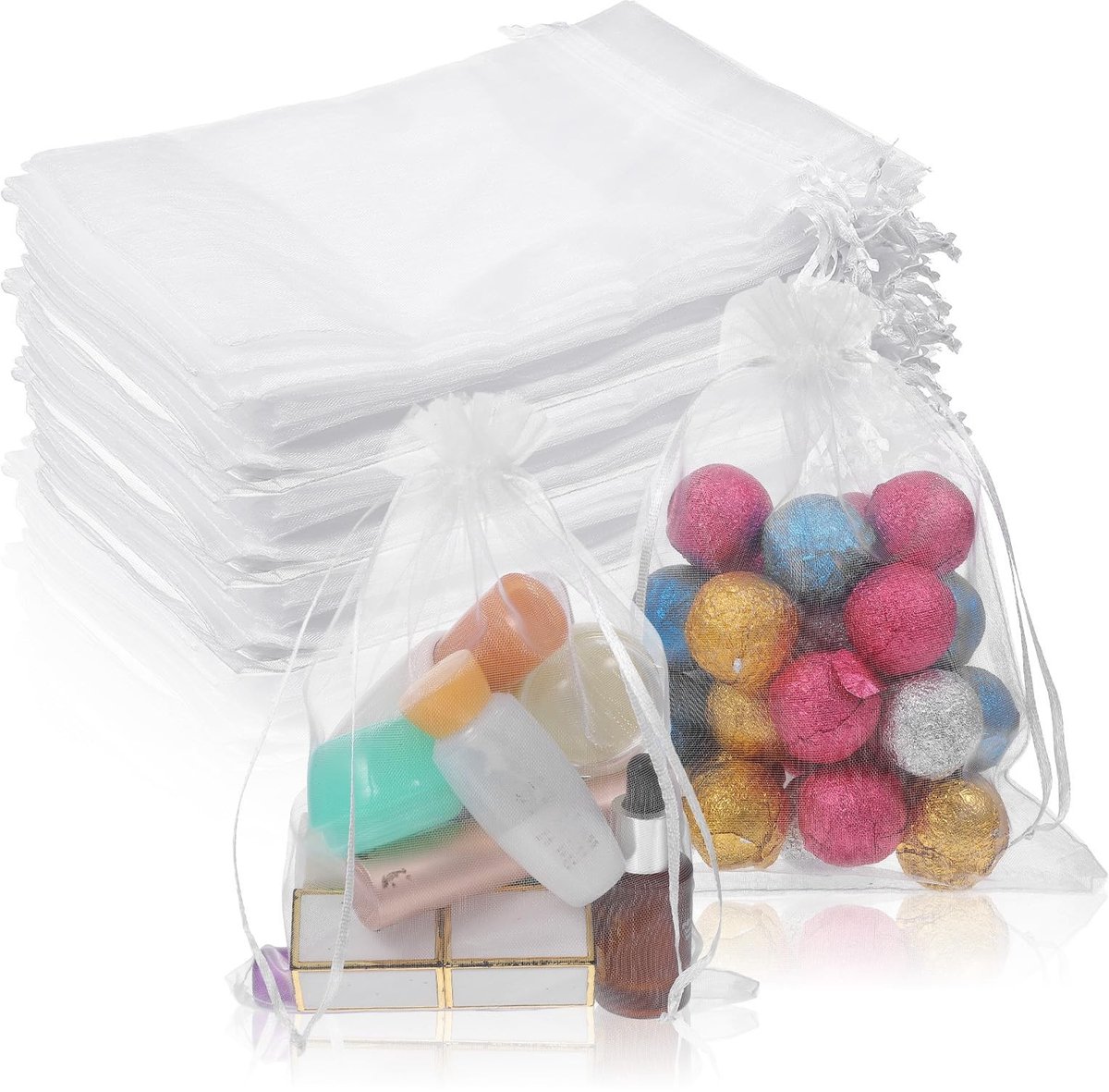 Dailygoods- Organza zakjes 50 stuks - 15 x 20 cm - Cadeauzakjes met trekkoord - Sieradenzakjes - Herbruikbare zakjes - Hoogwaardig materiaal