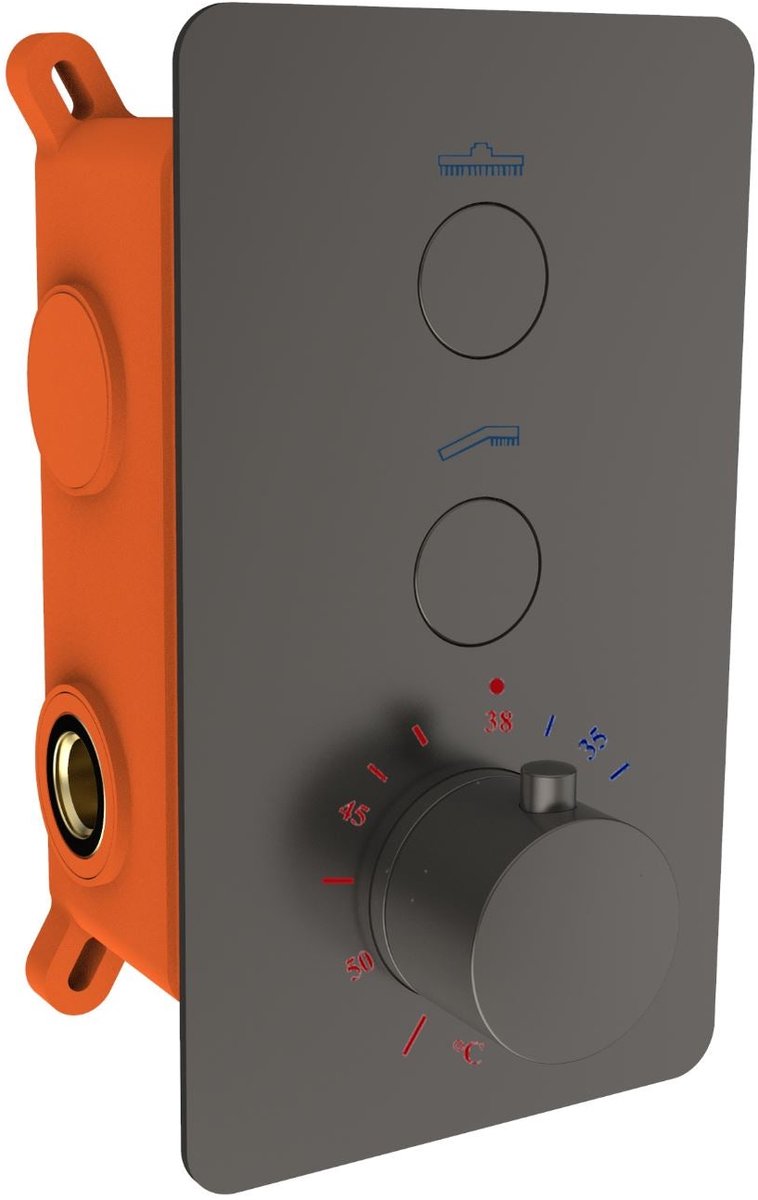 Inbouw douchethermostaat Sanitado Foya Click met inbouwbox en afdekplaat in gunmetal